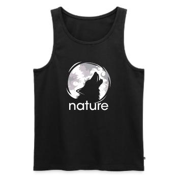 natur wolf mond jaulen Abend Nacht Schatten Logo - Männer Premium Bio Tank Top - Schwarz - Vorne - AI Model Male 178 light (178cm)