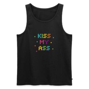 Rainbow Cross Stitch Word Art Design - Men's Premium Organic Tank Top - black - Front - AI Model Male 178 light (178cm)
