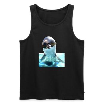 Dolphin Sunglasses Love Dolphins Cute Dolphin - Men's Premium Organic Tank Top - black - Front - AI Model Male 178 light (178cm)