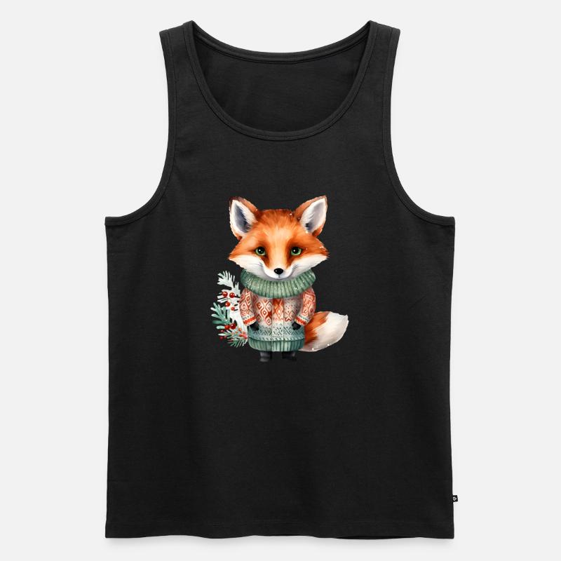 Winterfuchs im Pullover - Männer Premium Bio Tank Top - Schwarz