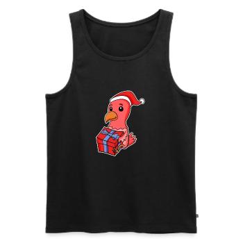 Poulet avec bonnet de Père Noël et cadeau de Noël - Débardeur bio Premium Homme - noir - Devant - Michal (187cm)
