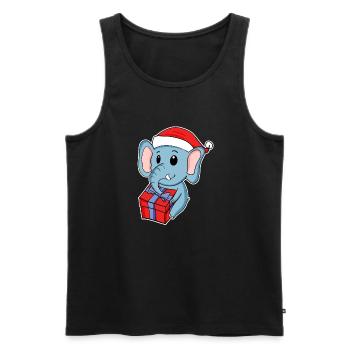 Éléphant avec chapeau de Noël - Débardeur bio Premium Homme - noir - Devant - AI Model Male 178 light (178cm)