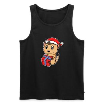 Suricate avec chapeau de Père Noël - Noël - Débardeur bio Premium Homme - noir - Devant - Michal (187cm)