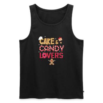 T-shirt Gâteau et Amoureux de Bonbons - Débardeur bio Premium Homme - noir - Devant - Michal (187cm)