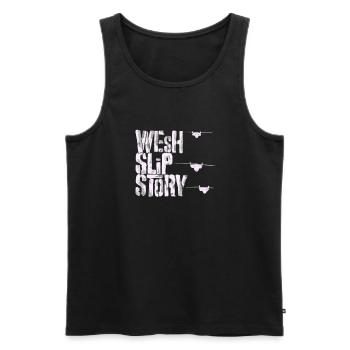 Wesh slip story - Débardeur bio Premium Homme - noir - Devant - AI Model Male 178 light (178cm)