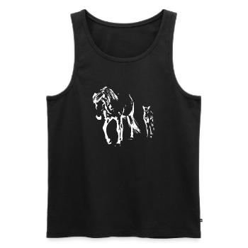 cheval blanc cheval blanc t-shirt cadeau cavalier - Débardeur bio Premium Homme - noir - Devant - AI Model Male 178 light (178cm)