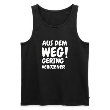 Aus dem Weg Geringverdiener Meme Sprüche - Männer Premium Bio Tank Top - Schwarz - Vorne - AI Model Male 178 light (178cm)