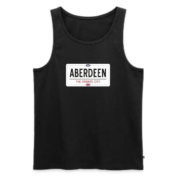 Ortsschild von Aberdeen - Männer Premium Bio Tank Top - Schwarz - Vorne - AI Model Male 178 light (178cm)