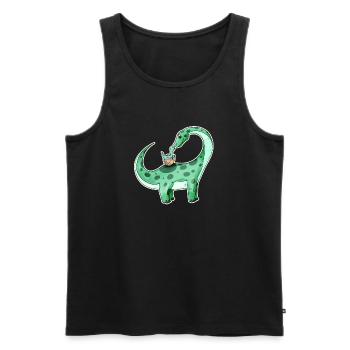 Dinosaure avec bébé dinosaure - Dino - Débardeur bio Premium Homme - noir - Devant - Michal (187cm)