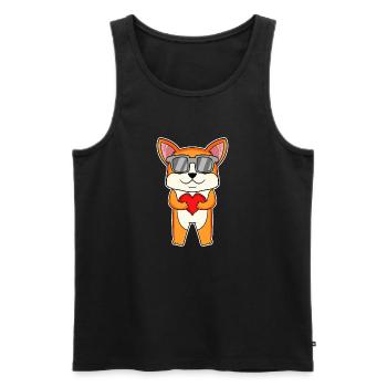 Hund mit Herz und Brille - Welsh Corgi Pembroke - Männer Premium Bio Tank Top - Schwarz - Vorne - Michal (187cm)