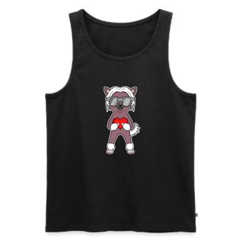 Hund mit Herz und Brille - Chinesischer Schopfhund - Männer Premium Bio Tank Top - Schwarz - Vorne - Michal (187cm)