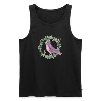 Vogel mit Misteln & Eukalyptus in Winter Stimmung - Männer Premium Bio Tank Top - Schwarz - Vorne - AI Model Male 178 light (178cm)