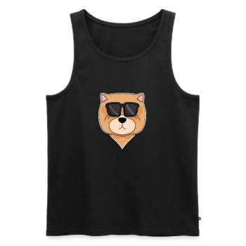Chow Chow Dog with Glasses - Cool Dog - Men's Premium Organic Tank Top - black - Front - AI Model Male 178 light (178cm)