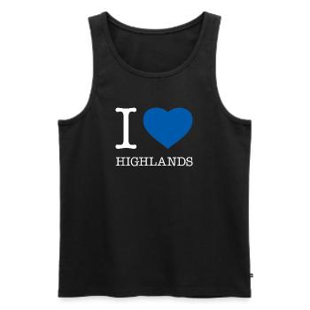 I LOVE HIGHLANDS - Männer Premium Bio Tank Top - Schwarz - Vorne - AI Model Male 178 light (178cm)