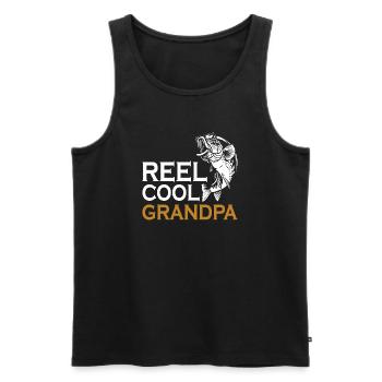 Grandpa Conquer Fishing Reel Cool - Men's Premium Organic Tank Top - black - Front - Michal (187cm)