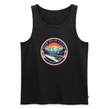 Passo dello Stelvio: Alpenpower für Radfahrer - Männer Premium Bio Tank Top - Schwarz - Vorne - AI Model Male 178 light (178cm)