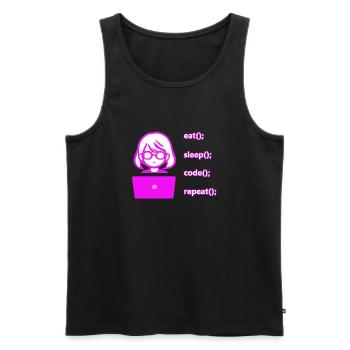 eat sleep code repeat Frau Computer - Männer Premium Bio Tank Top - Schwarz - Vorne - Michal (187cm)