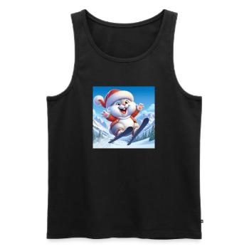 Lapin Saut Ski Noël - Débardeur bio Premium Homme - noir - Devant - AI Model Male 178 light (178cm)