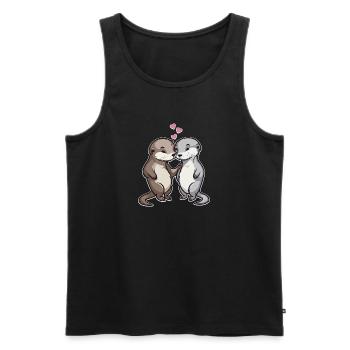 In Love Otter Hearts Love - Men's Premium Organic Tank Top - black - Front - Michal (187cm)