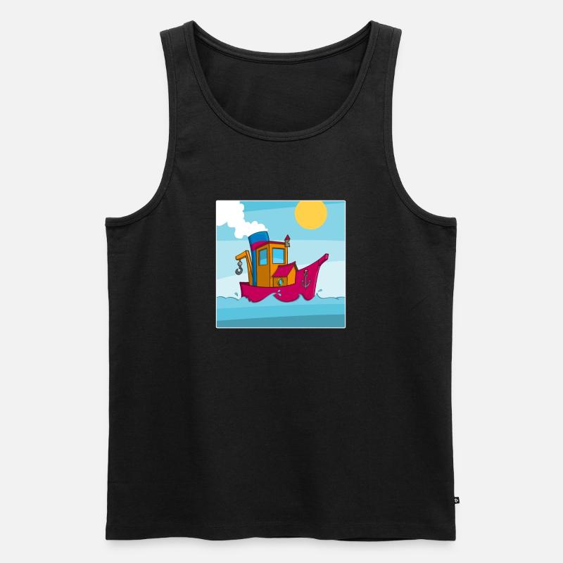 Buntes Bild eines lustigen Schleppers - Männer Premium Bio Tank Top - Schwarz