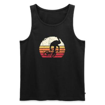 Retro Sunset Cyclist Silhouette - Men's Premium Organic Tank Top - black - Front - Michal (187cm)