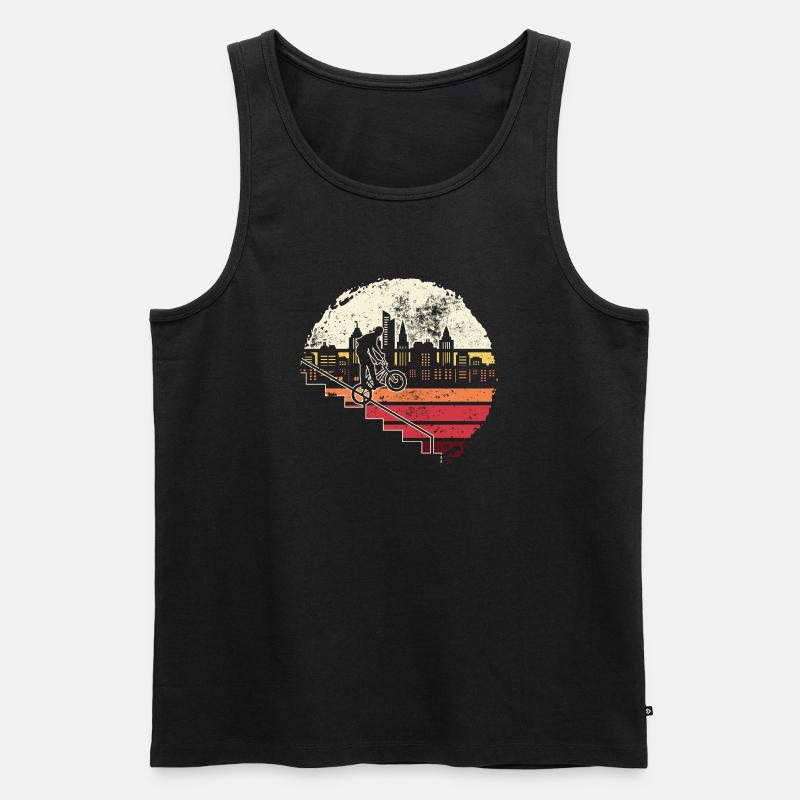 Urban Skyline Einrad Glow - Männer Premium Bio Tank Top - Schwarz