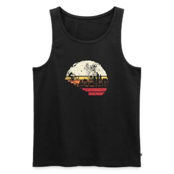 Horizon de la ville Coucher de soleil - Débardeur bio Premium Homme - noir - Devant - Michal (187cm)