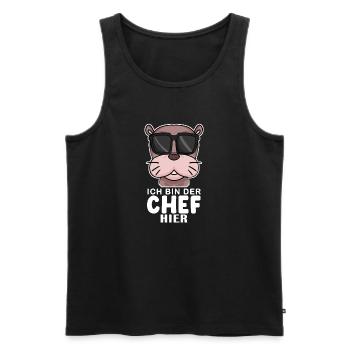 Chef Spruch mit Seelöwe Motiv - Männer Premium Bio Tank Top - Schwarz - Vorne - Michal (187cm)