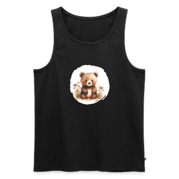 Bär Aquarell - Männer Premium Bio Tank Top - Schwarz - Vorne - Michal (187cm)