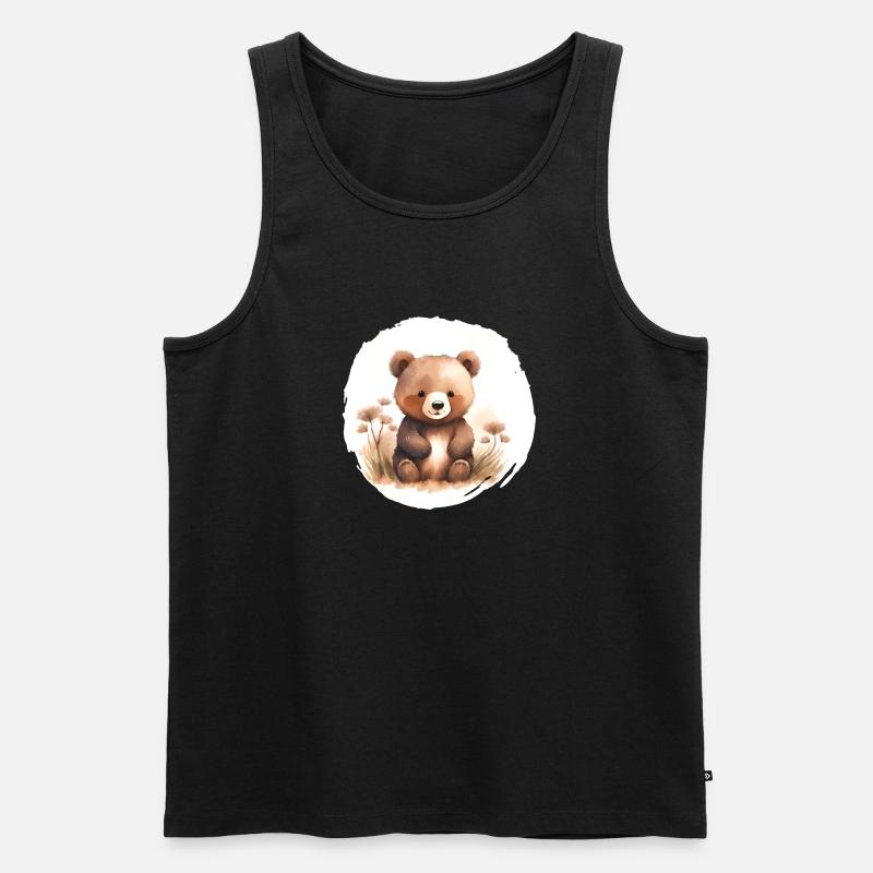Bär Aquarell - Männer Premium Bio Tank Top - Schwarz