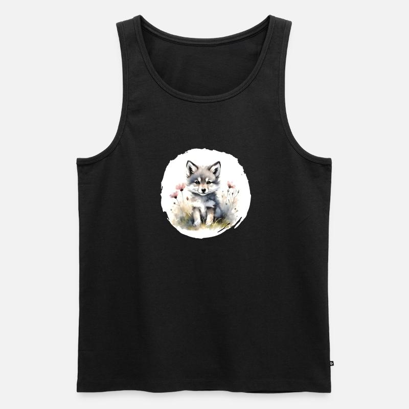 Wölfchen Aquarell - Männer Premium Bio Tank Top - Schwarz
