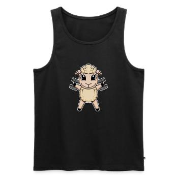 Mouton Haltère Entraînement Musculation Fitness - Débardeur bio Premium Homme - noir - Devant - Michal (187cm)