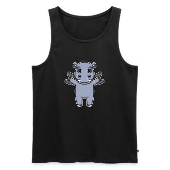 Hippopotame Haltère Entraînement Musculation Fitness - Débardeur bio Premium Homme - noir - Devant - Michal (187cm)