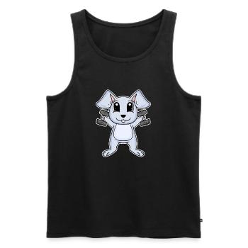 Haltères Lapin Entraînement Musculation Fitness - Débardeur bio Premium Homme - noir - Devant - Michal (187cm)