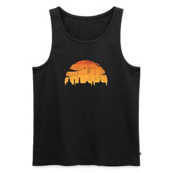 Sunset Skyline Silhouette - Men's Premium Organic Tank Top - black - Front - AI Model Male 178 light (178cm)