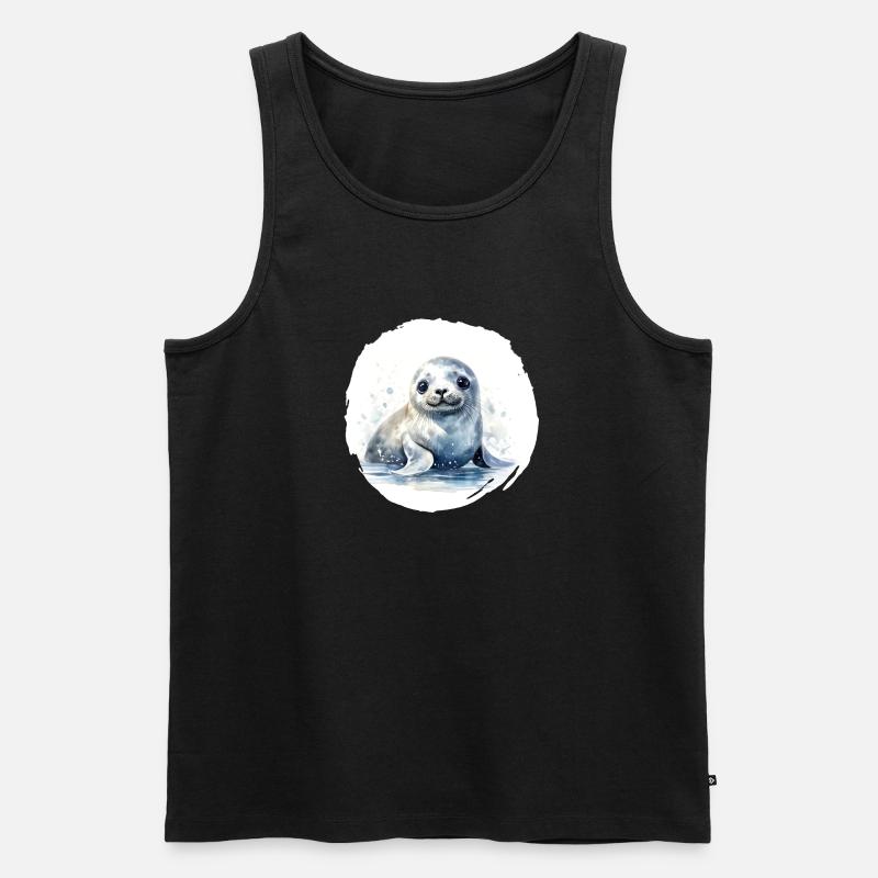 Robbe Aquarell - Männer Premium Bio Tank Top - Schwarz
