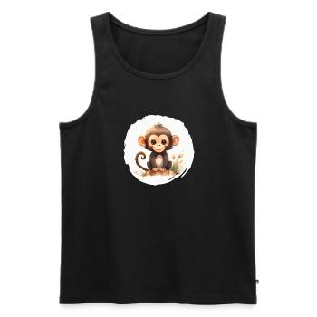 Affe Aquarell - Männer Premium Bio Tank Top - Schwarz - Vorne - Michal (187cm)