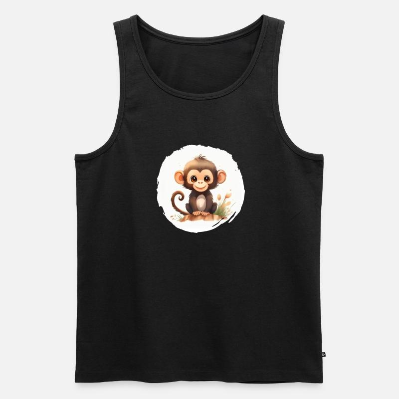 Affe Aquarell - Männer Premium Bio Tank Top - Schwarz