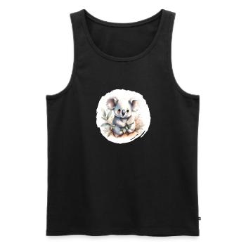 Koala Aquarell - Männer Premium Bio Tank Top - Schwarz - Vorne - AI Model Male 178 light (178cm)
