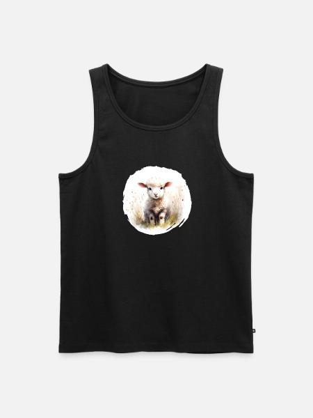Lamm Aquarell - Männer Premium Bio Tank Top - Schwarz