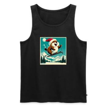 Marmotte Ski Affiche Vintage - Débardeur bio Premium Homme - noir - Devant - AI Model Male 178 light (178cm)