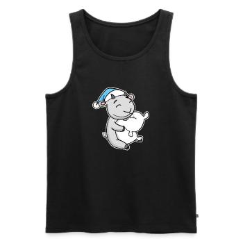 Ziege mit Kissen und Schlafmütze - Männer Premium Bio Tank Top - Schwarz - Vorne - Michal (187cm)