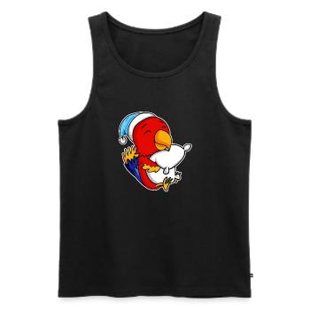 Parrot with pillow and sleepy cap - Men's Premium Organic Tank Top - black - Front - Michal (187cm)