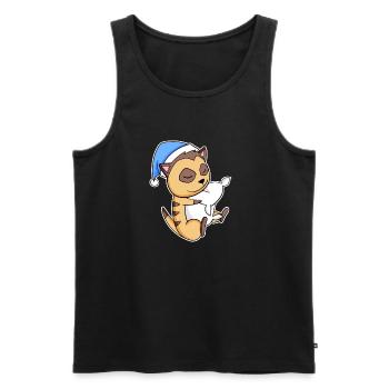 Meerkat with pillow and sleepy cap - Men's Premium Organic Tank Top - black - Front - Michal (187cm)