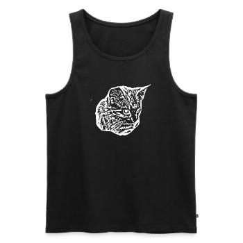 Chat White Silhouette Cadeau Cat Lover - Débardeur bio Premium Homme - noir - Devant - Michal (187cm)