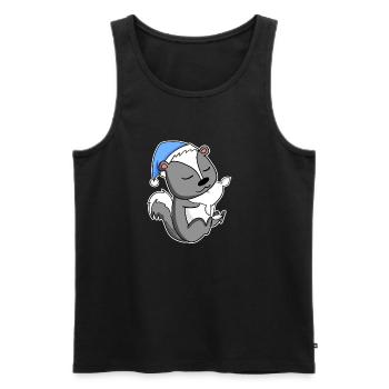 Skunk with pillow and sleepy cap - Men's Premium Organic Tank Top - black - Front - Michal (187cm)