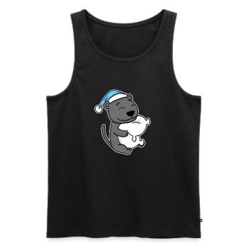 schwarzer Panther mit Kissen und Schlafmütze - Männer Premium Bio Tank Top - Schwarz - Vorne - Michal (187cm)