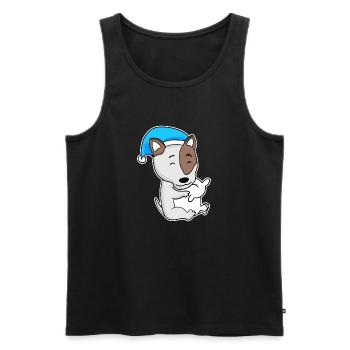 Bull Terrier Sleeping Fatigue Dog Dog Breed - Men's Premium Organic Tank Top - black - Front - AI Model Male 178 light (178cm)