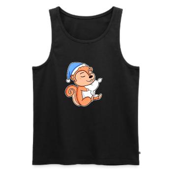 Squirrel with pillow and sleepy cap - Men's Premium Organic Tank Top - black - Front - Michal (187cm)