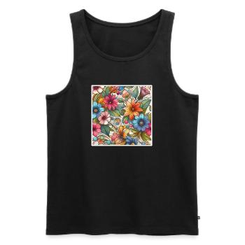 Colorful Plant Flowers - Men's Premium Organic Tank Top - black - Front - Michal (187cm)